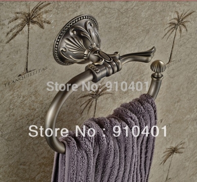 Wholesale And Retail Promotion Luxury Antique Brass Art Flower Carved Towel Rack Ring Holder Towel Bar Holder