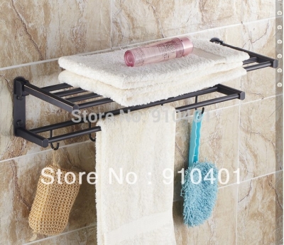 Wholesale And Retail Promotion Luxury Oil Rubbed Bronze Bathroom Towel Shelf Towel Rack Holder Towel Bar Hooks