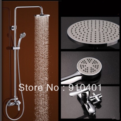 Wholesale And Retail Promotion Luxury Polished Chrome 8" Rain Round Shower Head Shower Column Mixer Tap Faucet [Chrome Shower-2232|]