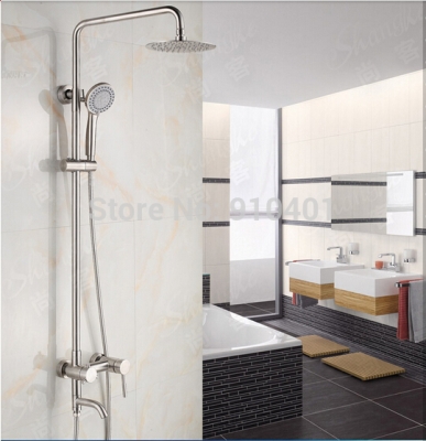 Wholesale And Retail Promotion Modern Brushed Nickel Rain Shower Faucet Swivel Tub Mixer Tap W/ Hand Shower Tap