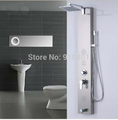 Wholesale And Retail Promotion Modern Brushed Nickel Shower Column Tub Mixer Tap With Massage Jets Hand Shower