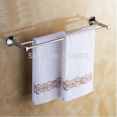 Wholesale And Retail Promotion Modern Chrome Brass Bathroom Wall Mounted Bathroom Towel Rack Holder Dual Hanger [Towel bar ring shelf-4897|]