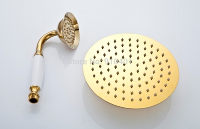 Wholesale And Retail Promotion Modern Luxury Ultrathin Golden Brass Rain Shower Head With Ceramic Hand Shower [Shower head &hand shower-4156|]