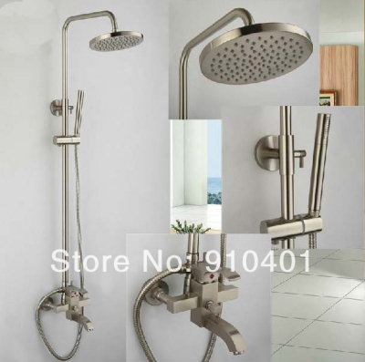 Wholesale And Retail Promotion Modern Wall Mounted Brushed Nickel Bathroom Rain Shower Faucet Set Tub Mixer Tap