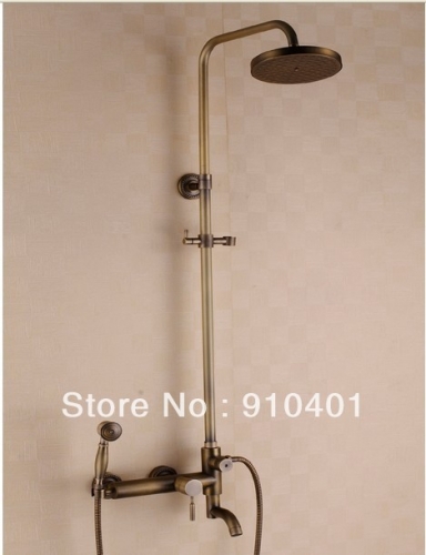 Wholesale And Retail Promotion NEW Antique Brass 8" Rain Bathroom Shower Faucet Bathtub Mixer Tap Wall Mounted