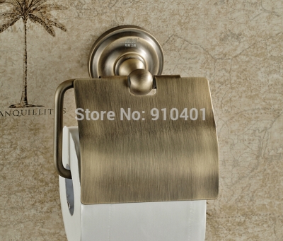 Wholesale And Retail Promotion NEW Antique Brass Wall Mounted Toilet Paper Holder With Cover Tissue Bar Hangers