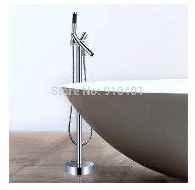 Wholesale And Retail Promotion NEW Design Floor-Mounted Bath Tub Filler Faucet Mixer Tap Hand Shower Chrome