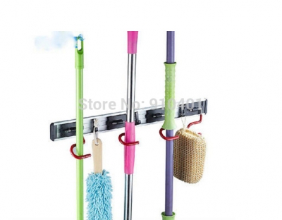 Wholesale And Retail Promotion NEW House Keeping 4 Position Bathroom Mop Broom Holder Cleaning Tools Rack Hooks [Storage Holders & Racks-3377|]