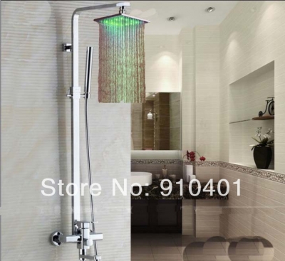 Wholesale And Retail Promotion NEW Luxury LED Shower Column 8" Brass Shower Bathtub Faucet Hand Shower Chrome [LED Shower-3322|]