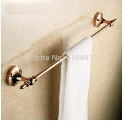Wholesale And Retail Promotion NEW Luxury Rose Golden Brass Wall Mounted Towel Rack Bar Holder Single Towel Bar [Towel bar ring shelf-4912|]