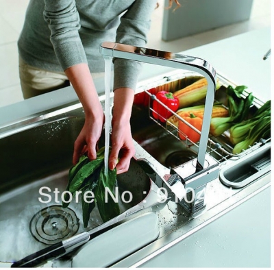 Wholesale And Retail Promotion NEW Modern Chrome Brass Kitchen Faucet Swivel Spout Single Lever Sink Mixer Tap [Chrome Faucet-872|]