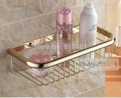 Wholesale And Retail Promotion NEW Modern Wall Golden Bathroom Shelf Shower Cosmetic Caddy Square Basket Shelf