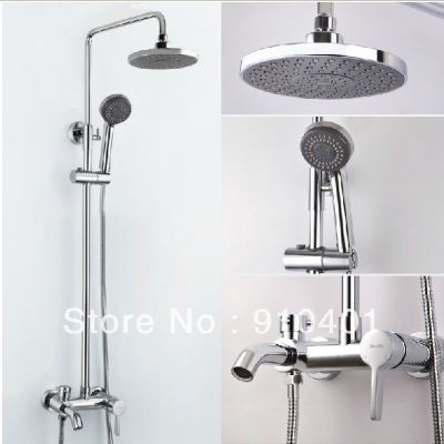 Wholesale And Retail Promotion NEW Wall Mounted 8" Rain Shower Faucet Set Bathroom Tub Faucet With Hand Shower [Chrome Shower-1928|]