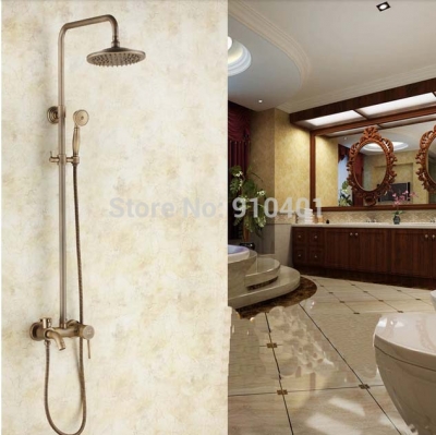 Wholesale And Retail Promotion NEW Wall Mounted Antique Brass Rain Shower Faucet Tub Mixer Tap Shower Column