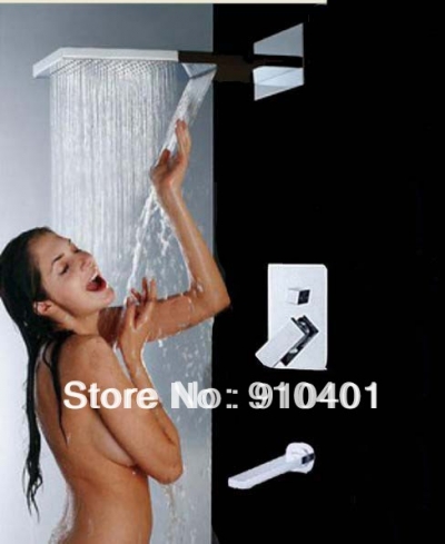 Wholesale And Retail Promotion NEW Wall Mounted Rainfall Waterfall Shower Faucet Set Bathtub Mixer Tap Chrome [Chrome Shower-1939|]