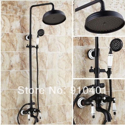 Wholesale And Retail Promotion Oil Rubbed Bronze Ceramic Style Bath Rain Shower Tub Mixer Tap Dual Handle Tap [Oil Rubbed Bronze Shower-3918|]