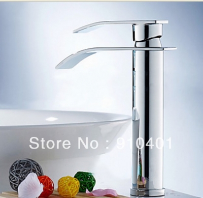 Wholesale And Retail Promotion Tall Style Chrome Brass Bathroom Basin Faucet Waterfall Single Handle Mixer Tap