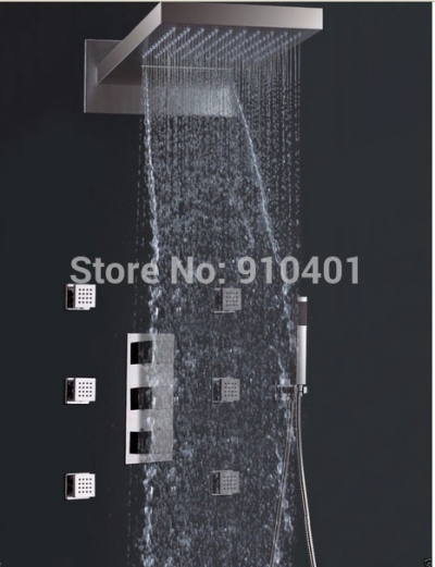Wholesale And Retail Promotion Thermostatic Waterfall Rain Shower Faucet Valve Mixer Massage Jets Hand Shower [Chrome Shower-2410|]