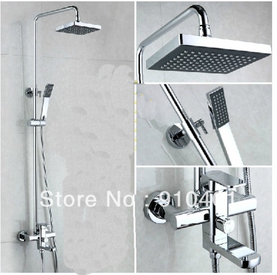 Wholesale And Retail Promotion Wall Mounted 8" Square Rain Shower Faucet Bathtub Mixer Tap Shower Column Chrome