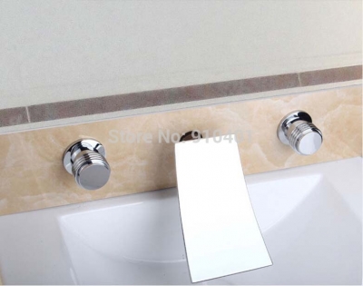 Wholesale And Retail Promotion Wall Mounted Bathroom Waterfall Sink Mixer Tap Tub Faucet Dual Handles Chrome