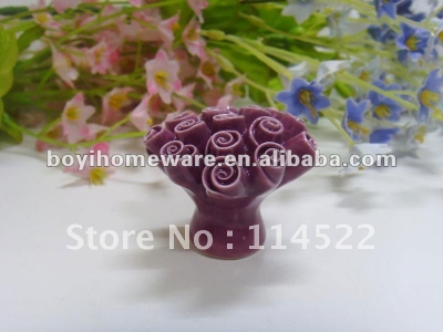 handcrafted decorative knobs ceramic knobs with a bunch of roses wholesale and retail shipping discount 200pcs/lot MG-5