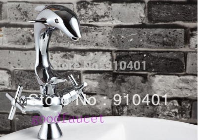novelty items water-tap ,Dolphin copper-wide basin hot and cold taps Creative home bathroom Faucet