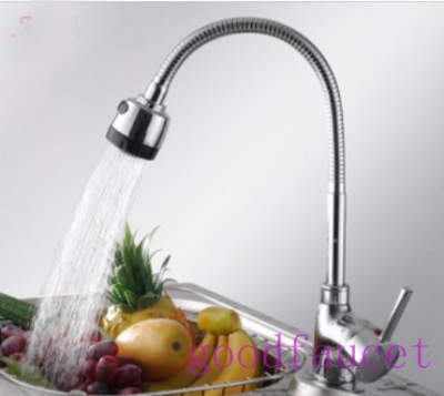 solid brass swivel spout kitchen faucet vessel sink mixer tap single handle hole dual spout faucet chrome finish [Chrome Faucet-944|]