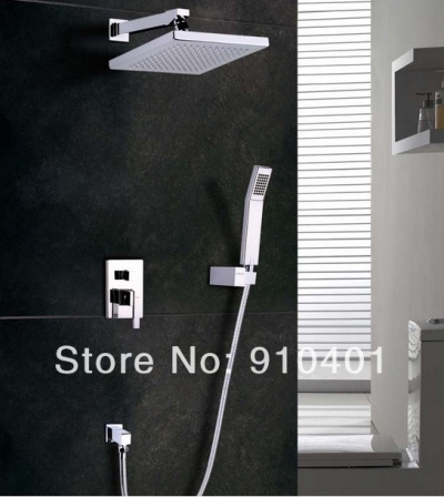 wholesale and retail Promotion Chrome Rain Shower Faucet Set 8" Shower Mixer Tap With Hand Shower Chrome Finish