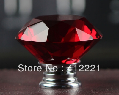 - 10pcs/lot size 50mm factory wholesale door handles crystal knobs cabinet handle Red Diamond Luxury & Classic