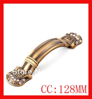-128MM Handle Cabinet Drawer Knob Zinc Alloy Door knobs with rheinstone bronze door handel 10pcs/lot