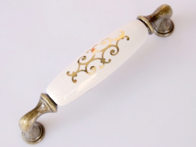128MM gold flower Ceramic cabinet handle / cabinet pull AG99AB C:128mm