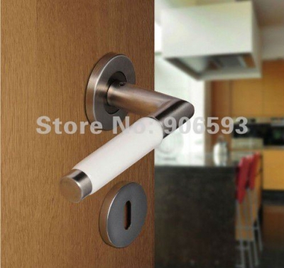6pairs lot free shipping Modern stainless steel white porcelain door handle/handle/lever door handle