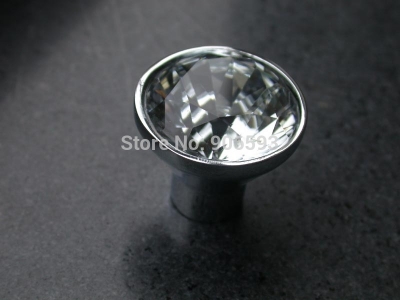 Clear sparkling diamond crystal furniture knob\\10pcs lot free shipping\\30mm\\zinc alloy base\\chrome plated