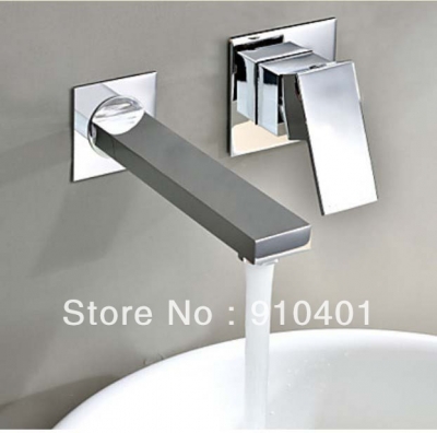 Contemporary Promotion Chrome Brass Modern Square Wall Mounted Bathroom Basin Faucet Single Handle Tap [Chrome Faucet-1330|]