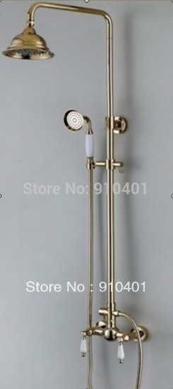 NEW Wholesale /Retail Promotion Luxury Wall Mounted Bathroom Shower Faucet Set Ceramic Handles Shower Mixer Tap [Golden Shower-2905|]