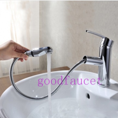 NEW bathroom Basin Faucet Chrome Finish solid brass bathroom tap mixer pull our sprayer basin hot and cold faucet