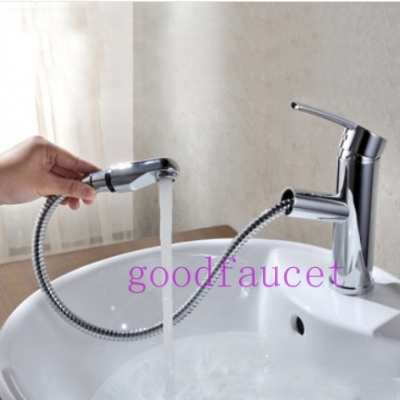 NEW bathroom Basin Faucet Chrome Finish solid brass bathroom tap mixer pull our sprayer basin hot and cold faucet [Chrome Faucet-1780|]