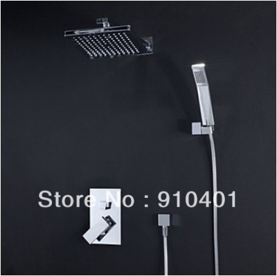 Wall mount luxury shower faucet set bathroom a suit of faucet single handle rainfall 8" shower head(chrome)