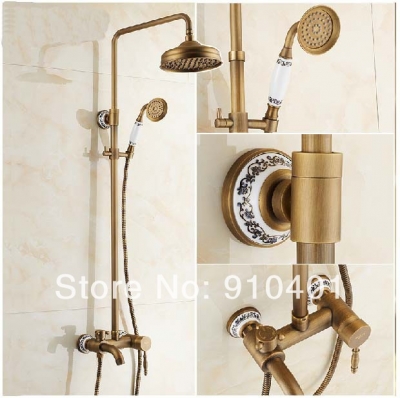 Wholesale And Retail Promotion 2014 NEW Ceramic Antique Brass Rain Shower Faucet Bathtub Mixer Tap Hand Shower [Antique Brass Shower-564|]