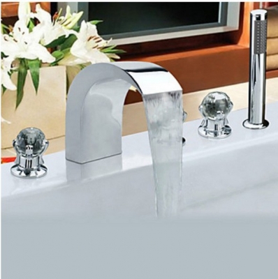 Wholesale And Retail Promotion Chrome 5pcs Curved Shape Design Waterfall Bathtub Faucet With ABS Handle Shower
