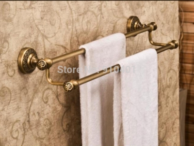 Wholesale And Retail Promotion Classic Antique Brass Towel Rack Holder Dual Towel Bar Wall Mounted Towel Hanger [Towel bar ring shelf-4851|]