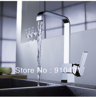 Wholesale And Retail Promotion Deck Mounted Swivel Spout Kitchen Faucet Square Style Sink Mixer Tap 1 Handle [Chrome Faucet-1036|]