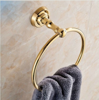 Wholesale And Retail Promotion Luxury Polished Golden Finish Bathroom Wall Mounted Towel Ring Holder Towel Rack