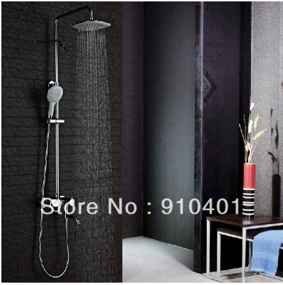 Wholesale And Retail Promotion Luxury Wall Mounted 8" Rain Shower Faucet Set Bathtub Shower Column Mixer Tap [Chrome Shower-1891|]