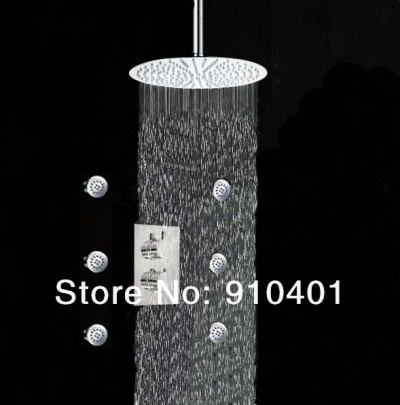Wholesale And Retail Promotion Modern Celling 16" Large Shower Faucet Thermostatic Shower Mixer Tap W/Body Jets [Chrome Shower-2020|]