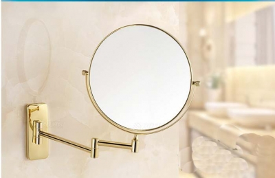 Wholesale And Retail Promotion Modern Golden Brass Wall Mounted Beauty Makeup Mirror Magnifying Round Mirror