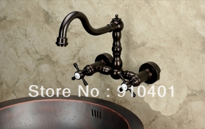 Wholesale And Retail Promotion Modern Luxury Oil Rubbed Bronze Wall Mounted Bathroom Basin Faucet Swivel Spout [Oil Rubbed Bronze Shower-3907|]