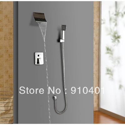Wholesale And Retail Promotion NEW Chrome Luxury Waterfall Shower Faucet Spout Shower Mixer Tap W/ Hand Shower