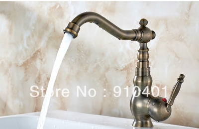Wholesale And Retail Promotion NEW Deck Mount Antique Bronze Bathroom Basin Faucet Swivel Spout Sink Mixer Tap