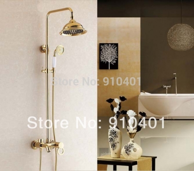 Wholesale And Retail Promotion NEW Golden Brass Single Handle Tub Faucet Rain Shower With Hand Shower Mixer Tap